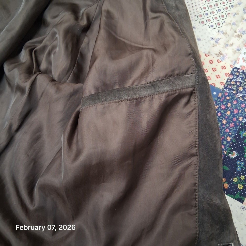 Eddie Bauer‎ Seattle Suede Blazer Jacket Size Large Lined Brown - Picture 12 of 15